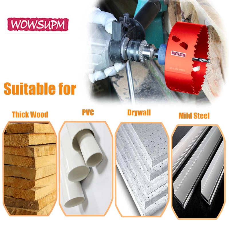 wowsupm 5-3/4 Inch Deep HSS Bi Metal Hole Saw with Arbor Depth 2.1” for Metal Thick Wood PVC Drywall Aluminum Big Slot New Sharp Teeth Heavy Duty Hole Saw Bit - Image 5